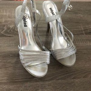 Silver prom heels